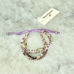 World Market Purple Beaded Bracelet boho Bollywood NWT gift